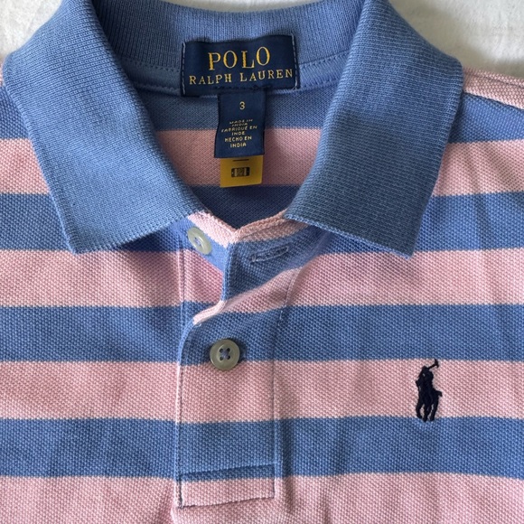 Polo by Ralph Lauren Kids Pink and Blue Striped Polo - Picture 2 of 3